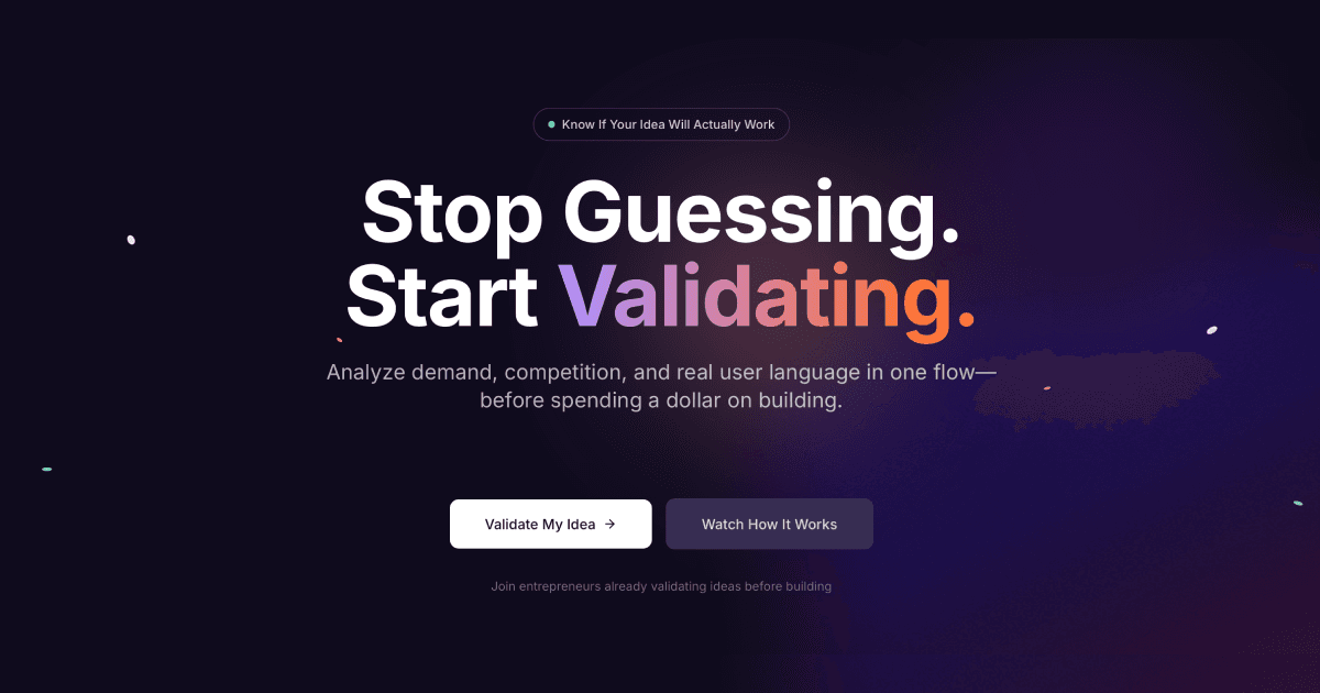 Screenshot 1 of Valifyr – AI Startup Idea Validator.
