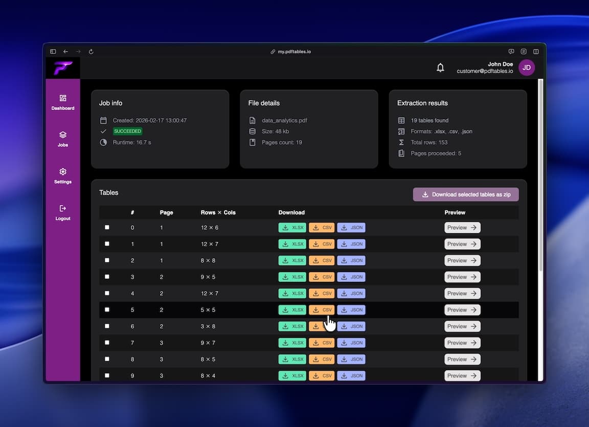 Screenshot 7 of pdftables.io