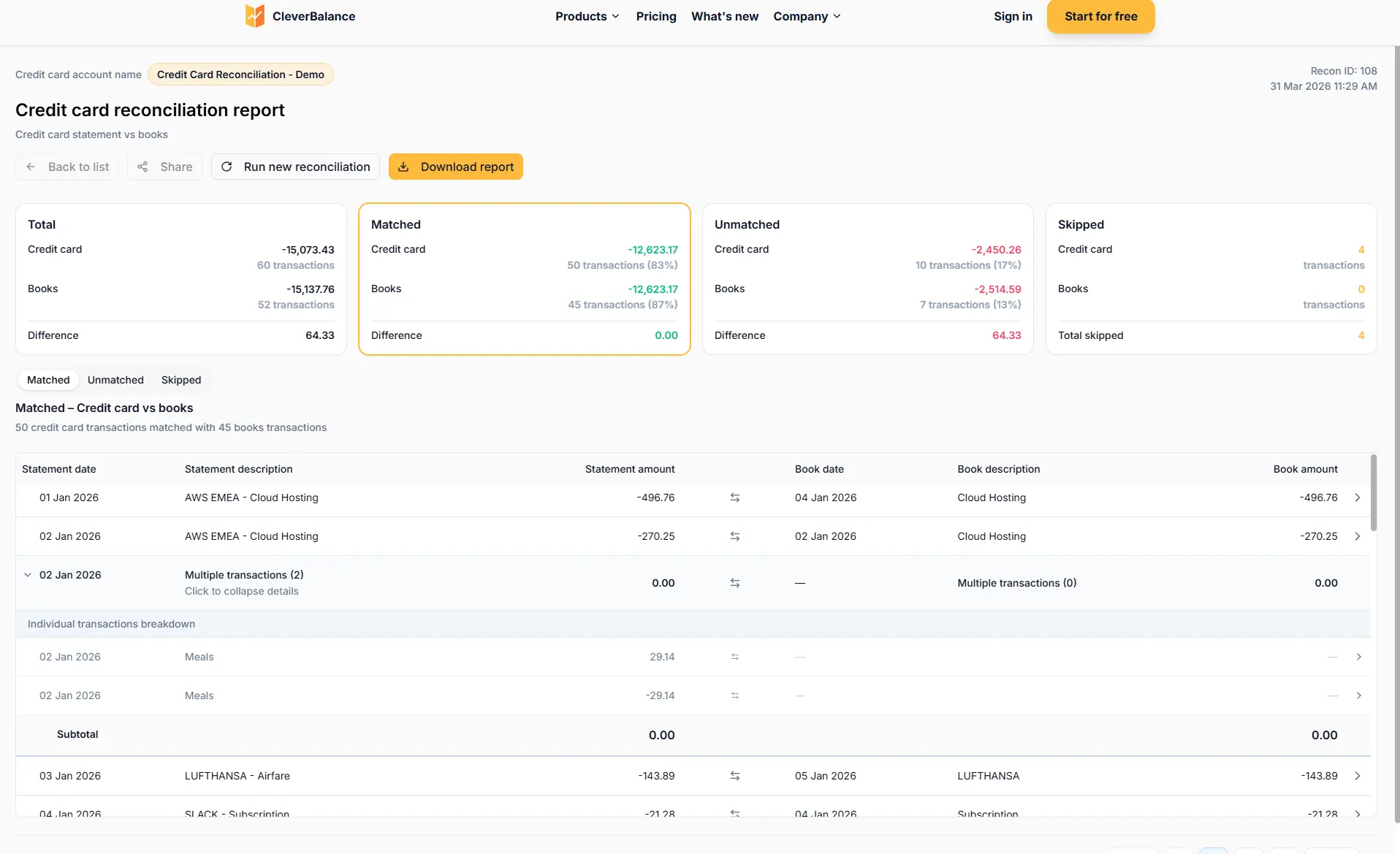 Screenshot 2 of CleverBalance - Credit Card Recon