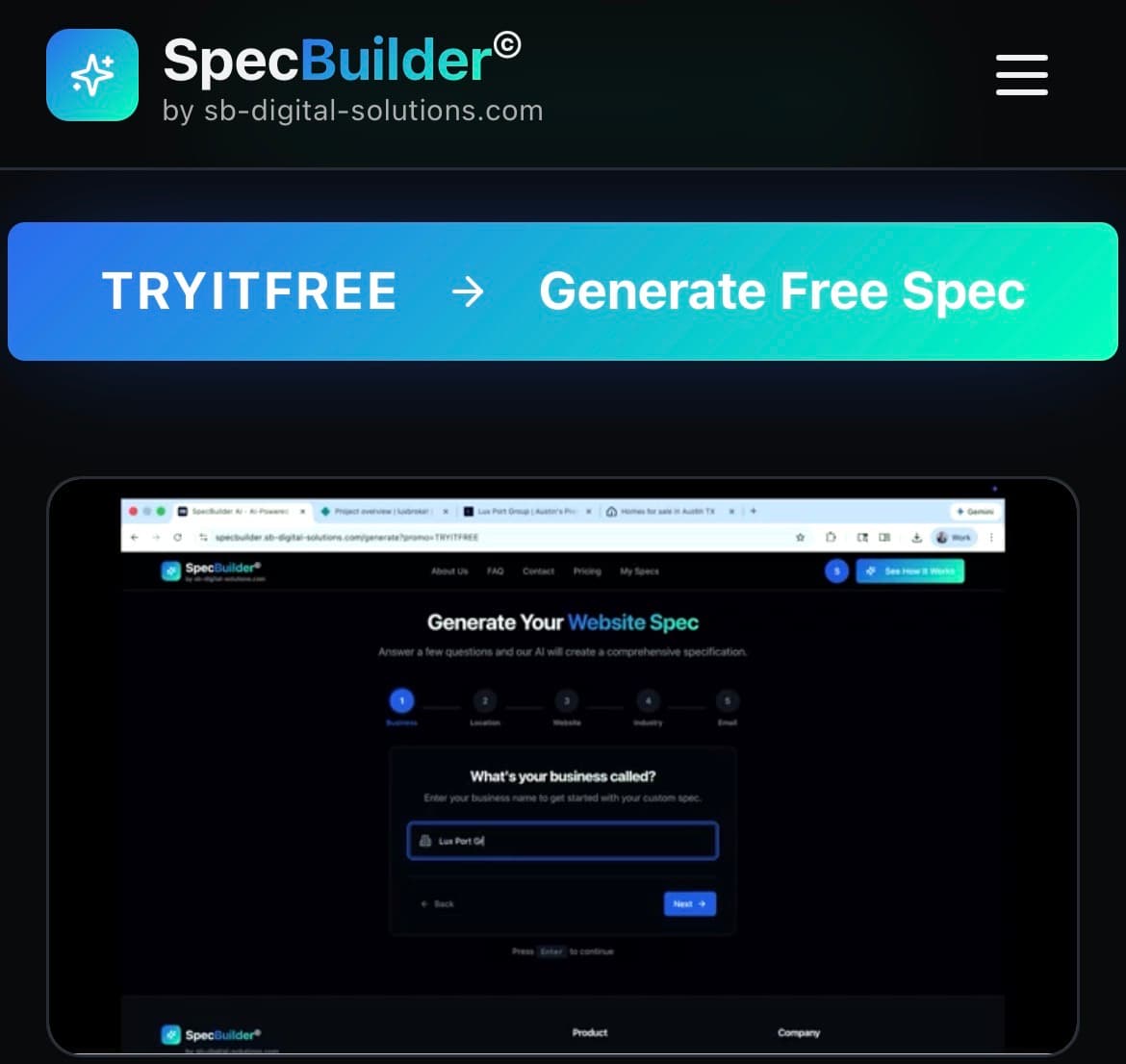 Screenshot 2 of SpecBuilder AI