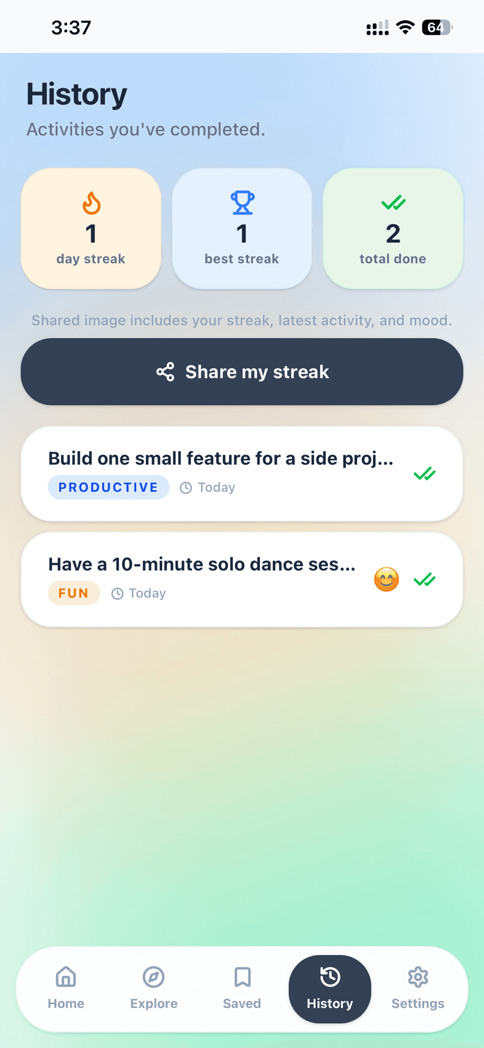 Screenshot 3 of Pausely — Calm Micro Breaks