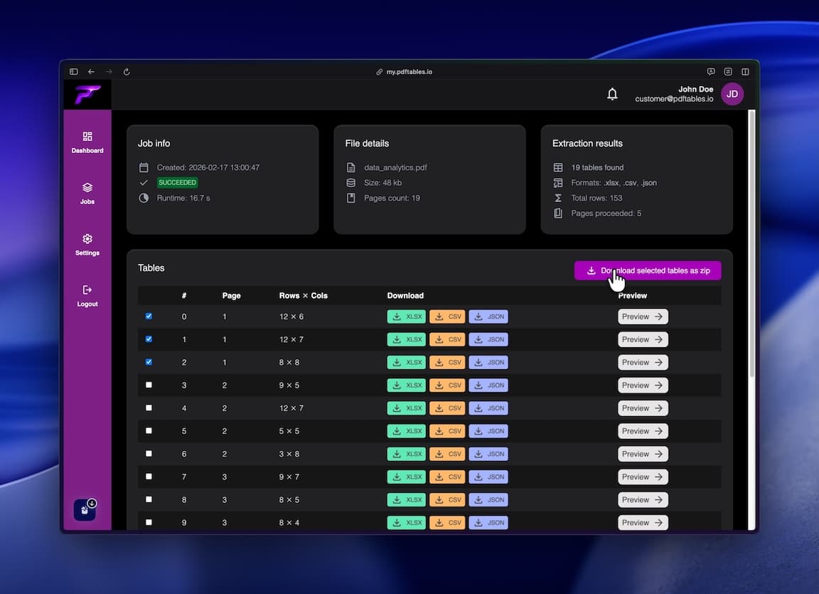 Screenshot 8 of pdftables.io