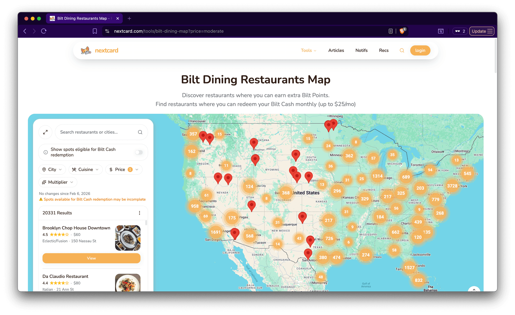 Screenshot 1 of Bilt Dining Restaurants Map