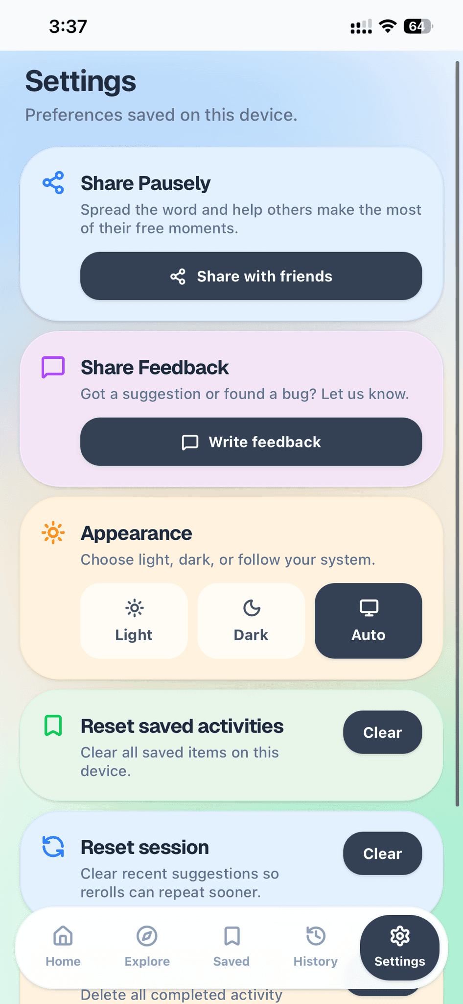 Screenshot 4 of Pausely — Calm Micro Breaks