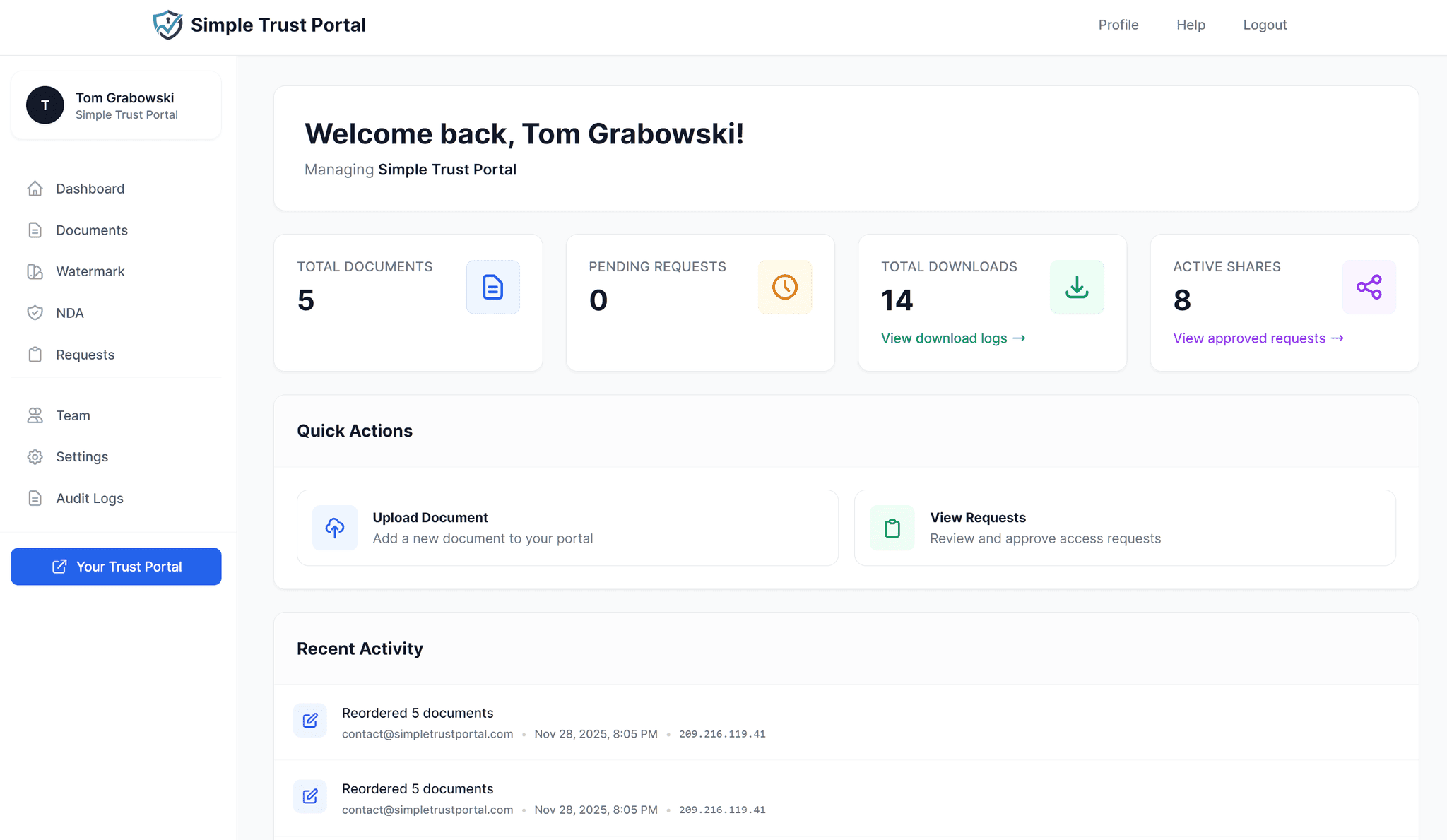 Screenshot 2 of Simple Trust Portal