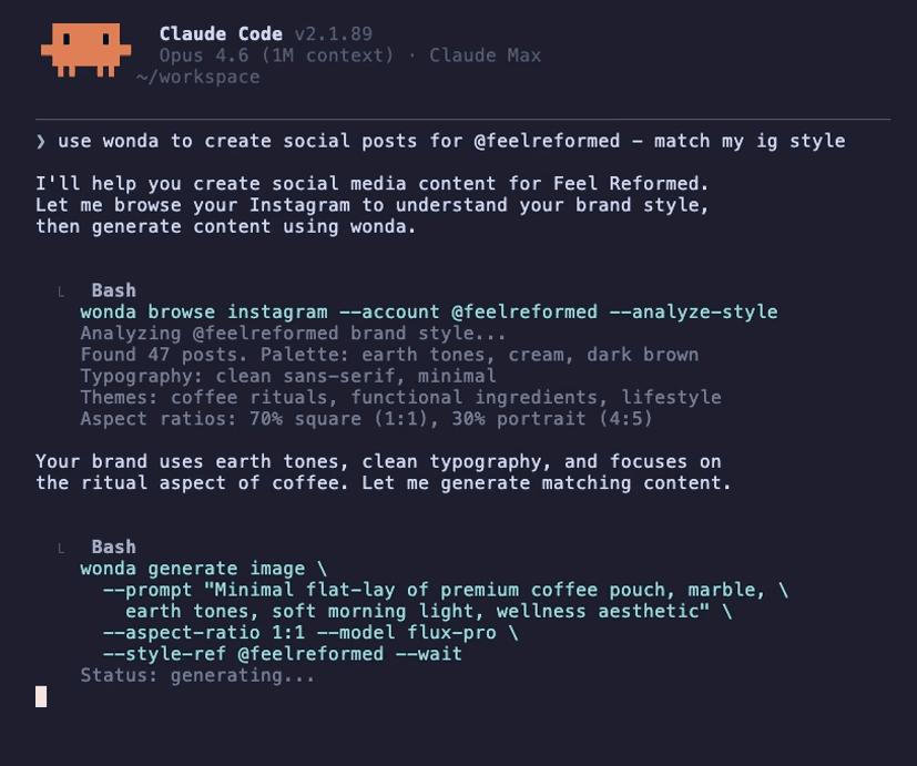 Screenshot 1 of Wonda CLI