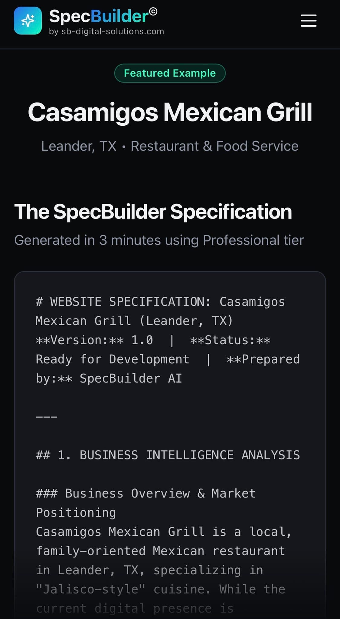 Screenshot 4 of SpecBuilder AI