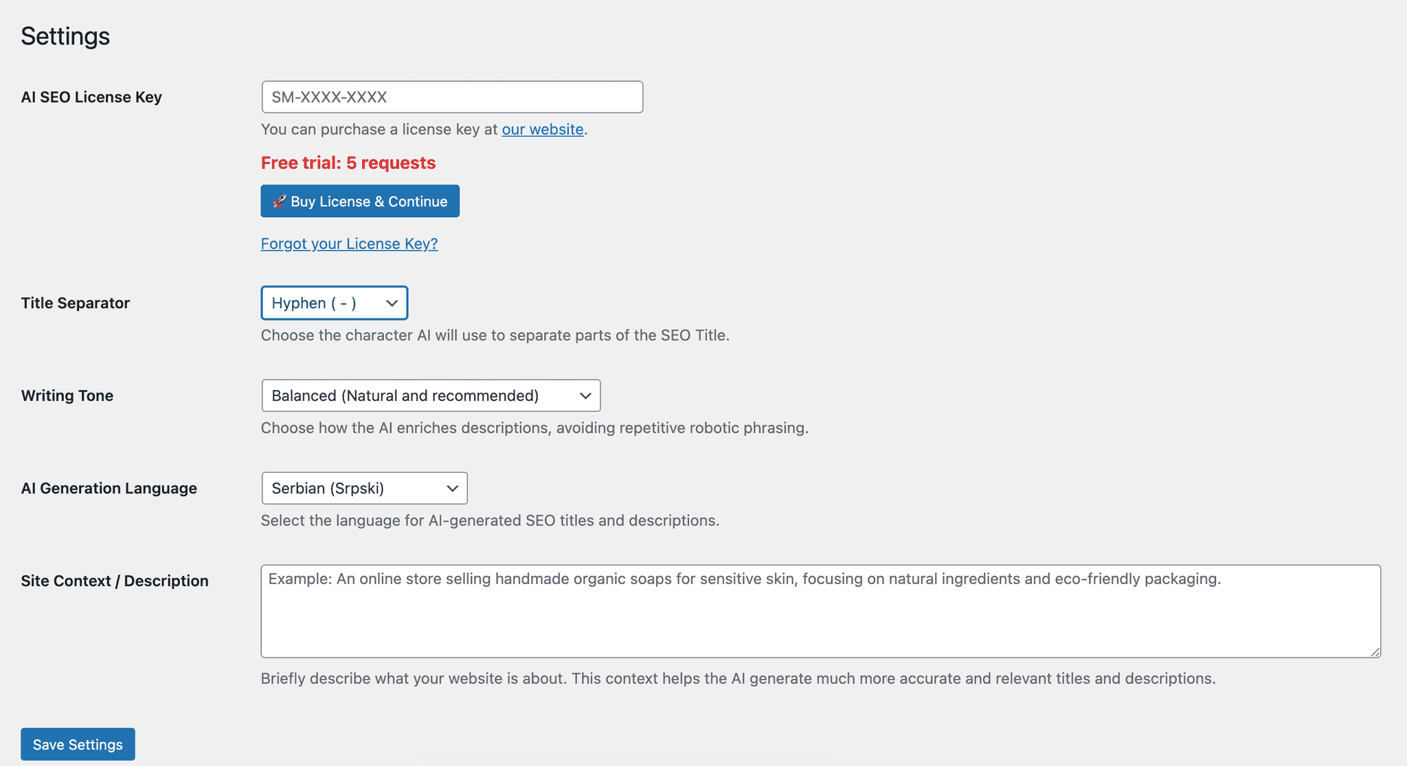Screenshot 1 of WordPress SEO - AI Bulk Meta Tags